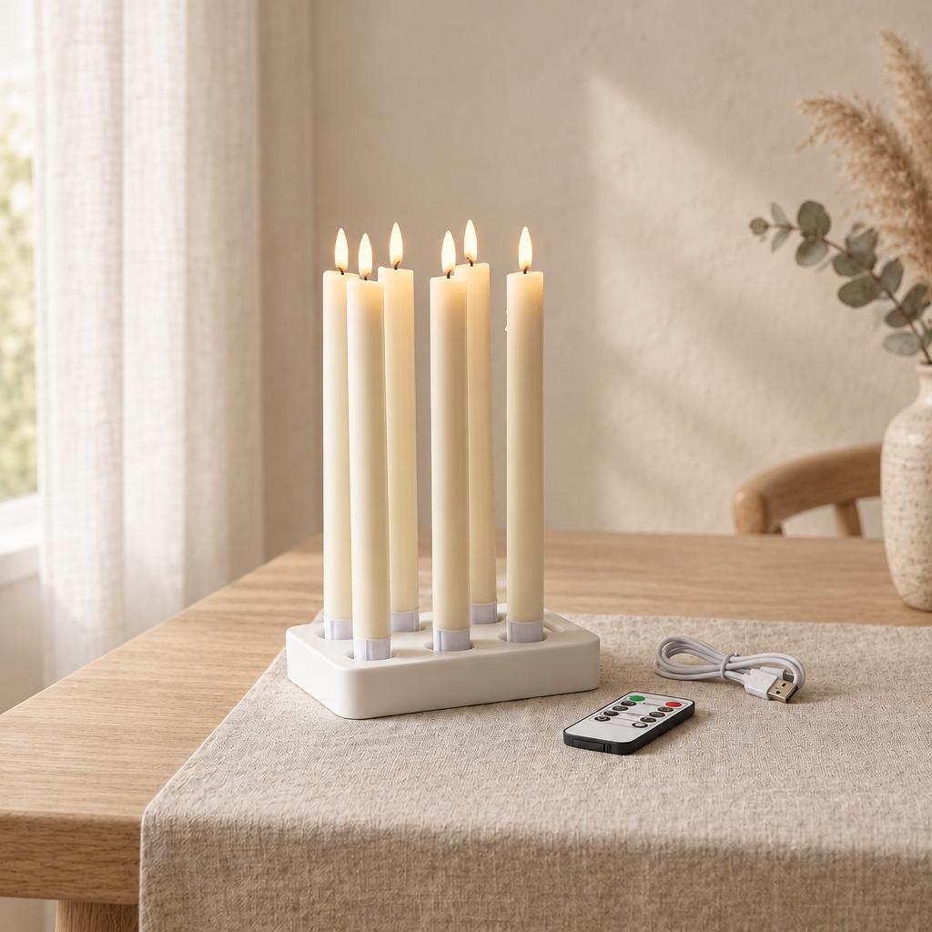 Lights - LED-kronljus med laddstation, 6-pack